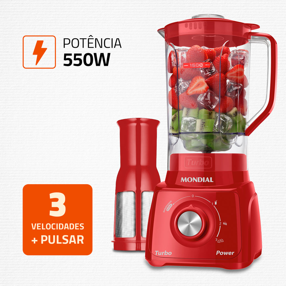 Liquidificador Mondial Turbo Power L99-fr 3 Velocidades 550W Liquidificador Mondial Turbo Power L99-fr 3 Velocidades 550W